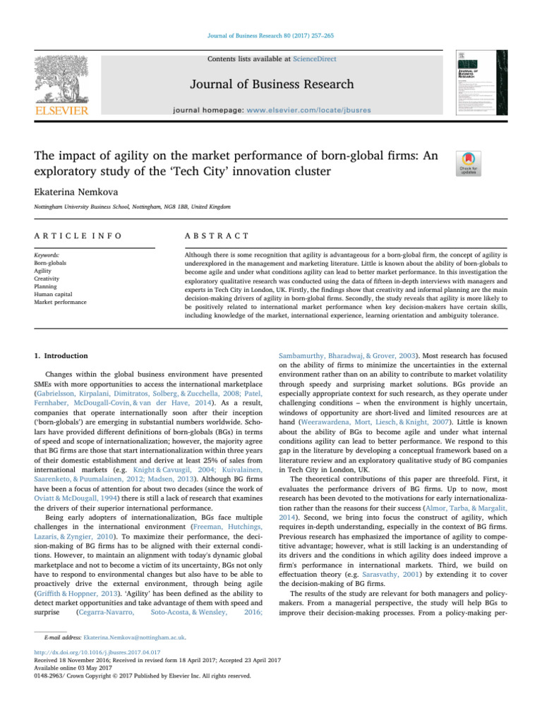 The Impact of Agility on the Market Performance of Born Gl 2017 Journal ...
