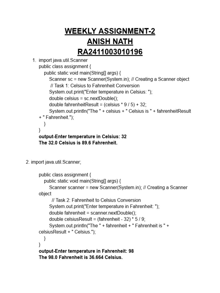 Anish Nath - Week 2 - Level 3 - 10 Practice Problems | PDF | Fahrenheit ...