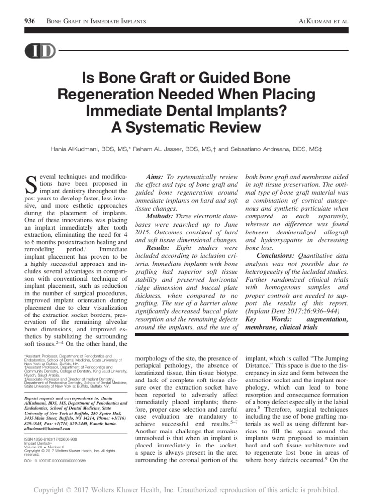 Is Bone Graft or Guided Bone Regeneration Needed.23 | PDF | Dental ...