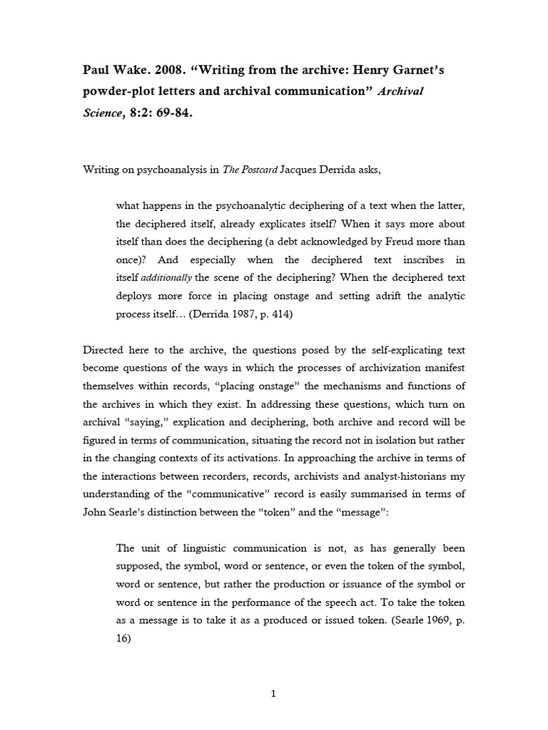 Writing From The Archive - Paul Wake | PDF