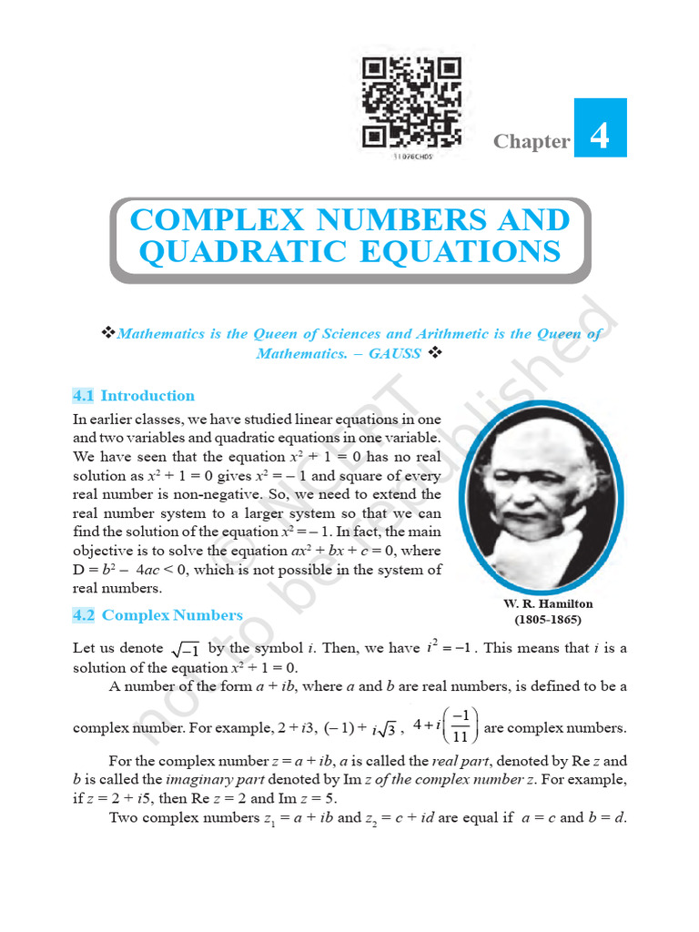 Complex Numbers and Quadratic Equations | PDF | Equations | Number Theory