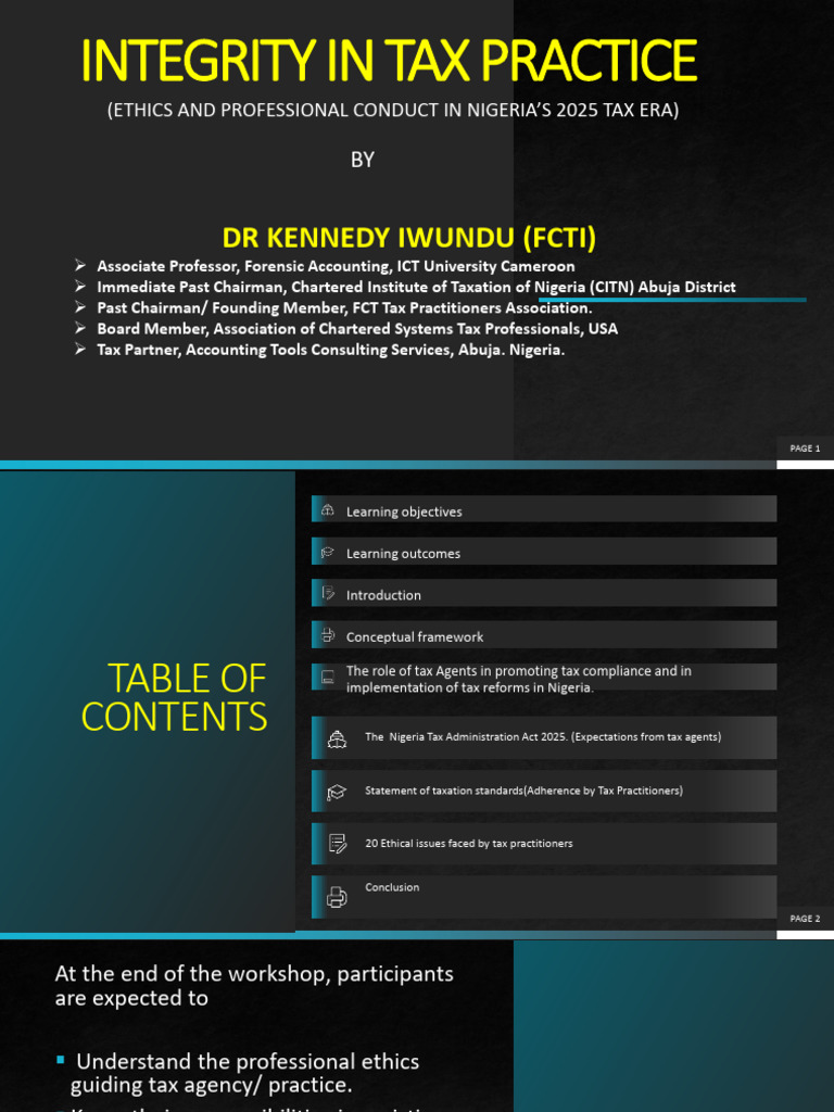 Integrity in Tax Practice | PDF | Taxes | Regulatory Compliance