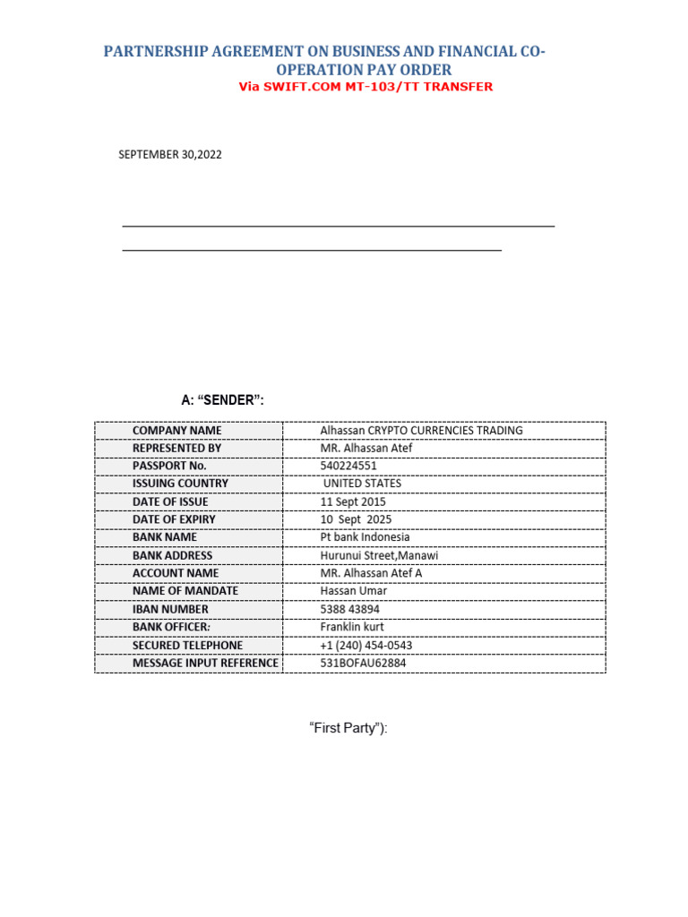 Mr Umar's Letter of Undertaking Copy (2) (1) | PDF | Wire Transfer ...