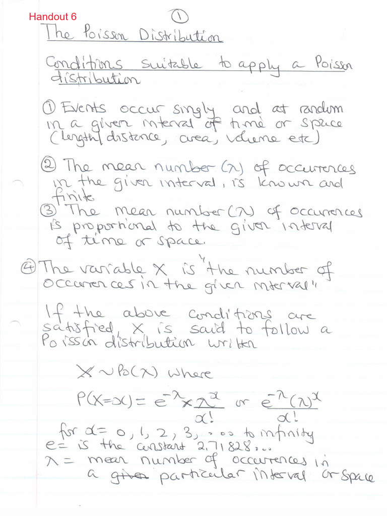 Poisson Distribution Notes - Handout - 6 | PDF