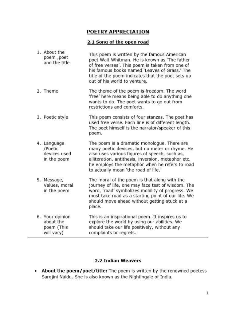 poetry appreciation | PDF | Poetry | Rhyme