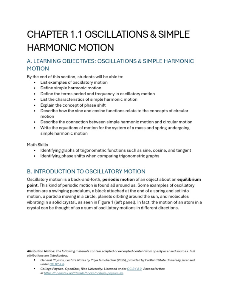 Lecture 9 Oscillations and Simple Harmonic Motion | PDF | Oscillation ...