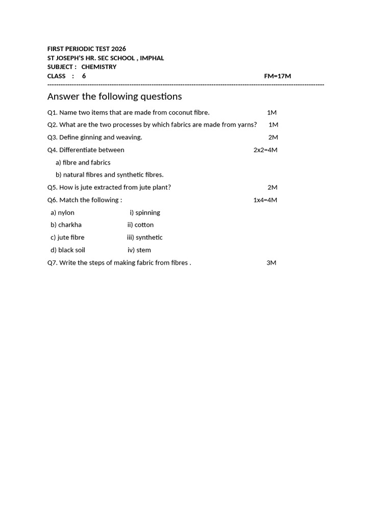 First Periodic Test 2026 | PDF