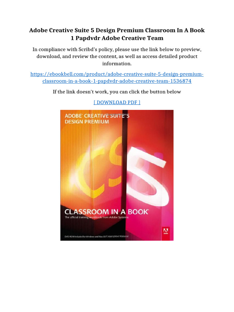 Adobe Creative Suite 5 Design Premium Classroom in A Book 1 Papdvdr ...