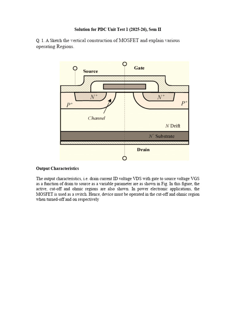 UT 1 PDC Solution 2025-26 | PDF | Mosfet | Rectifier