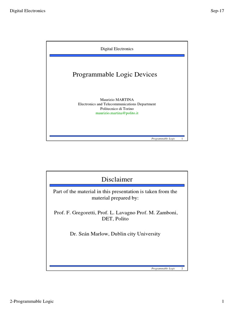 02 Programmable Logic | PDF | Field Programmable Gate Array | Logic Gate