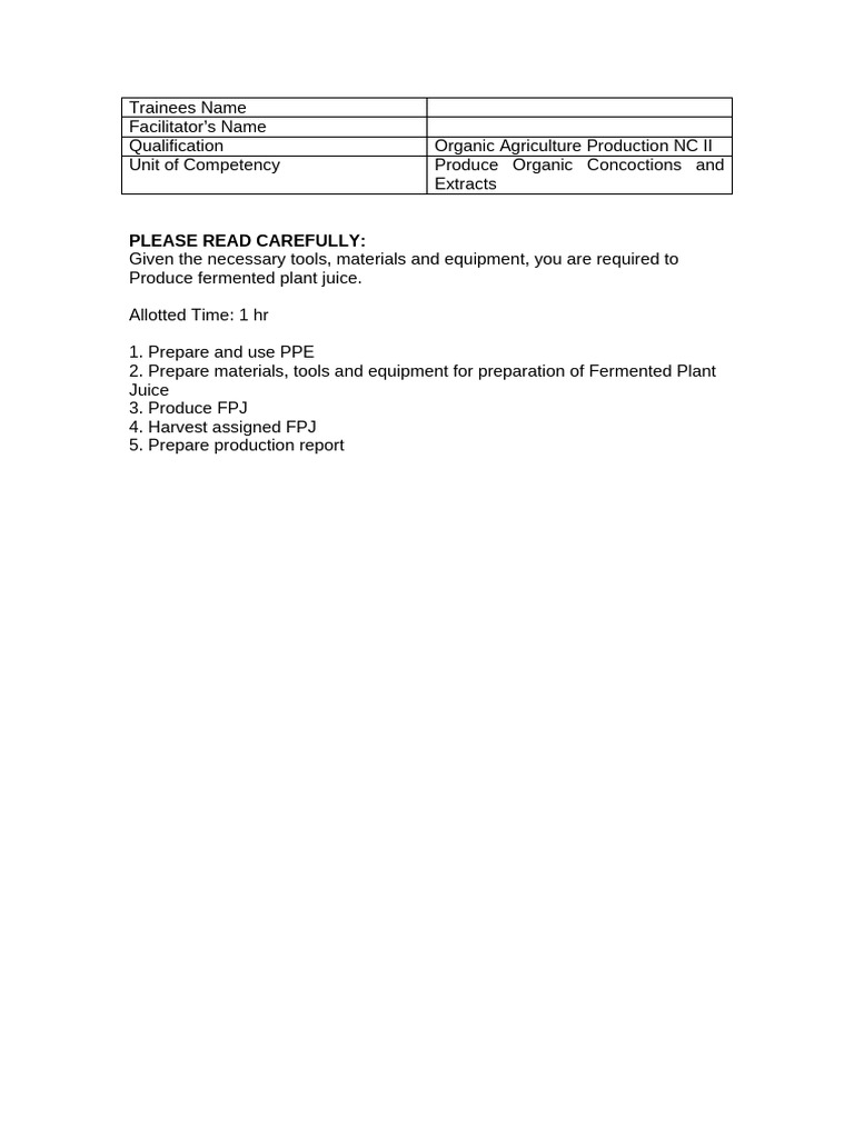 Sample Performance Test OAP | PDF