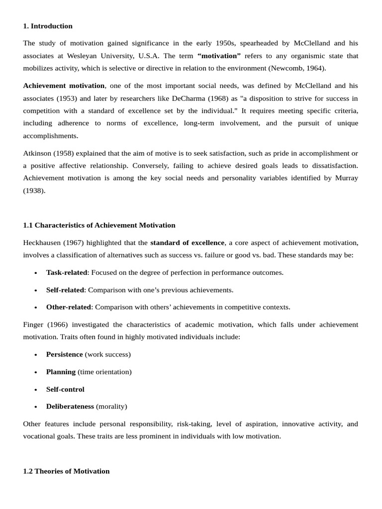 ASSESSMENT OF NEED ACHIEVEMENT | PDF | Motivational | Motivation