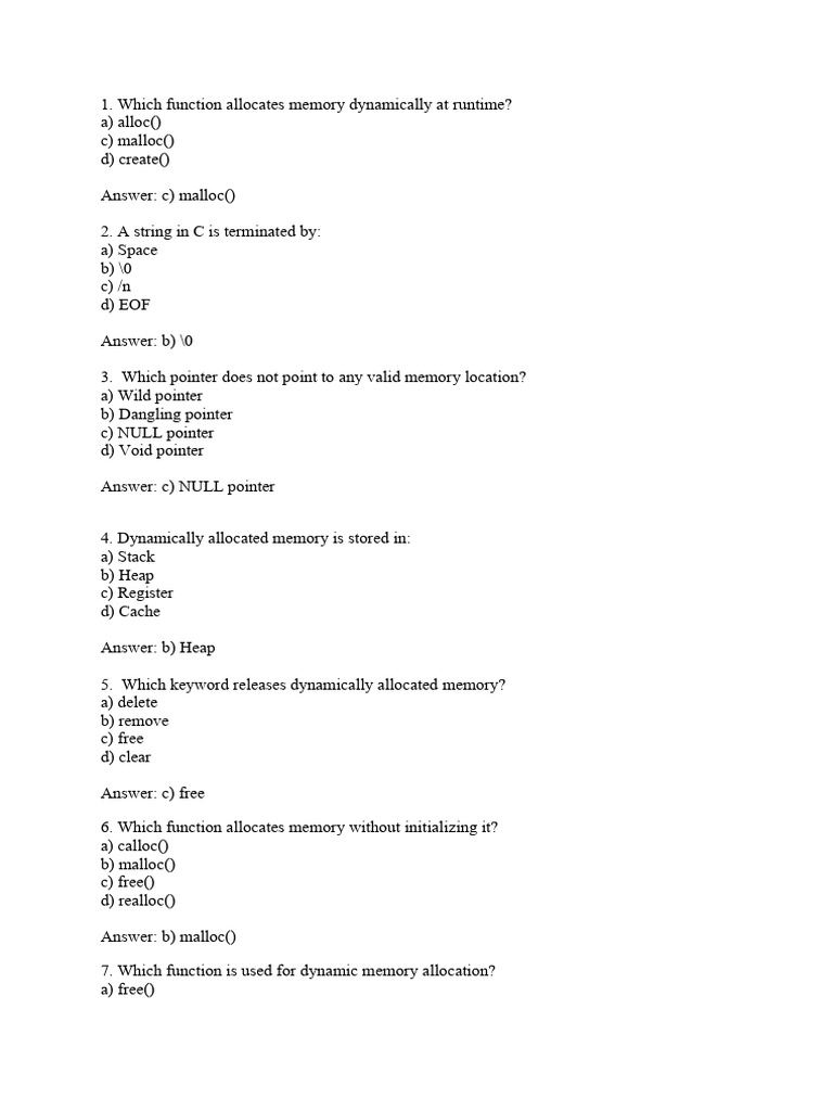 Short Answers to Practice-unit 2 | PDF | Pointer (Computer Programming ...