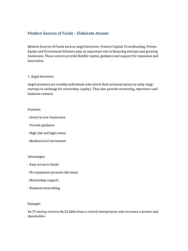 Modern Sources of Funds Elaborate | PDF | Venture Capital | Corporate ...