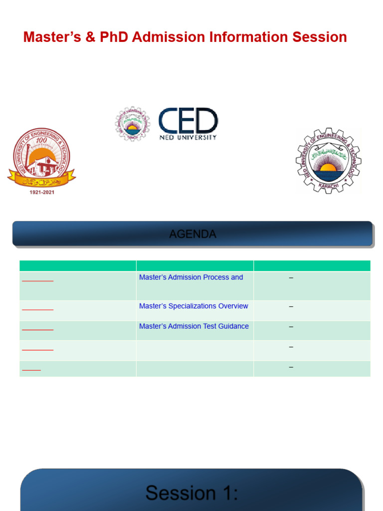 01-NED CED Master's and PhD Admission Guidance Session_Final Version ...