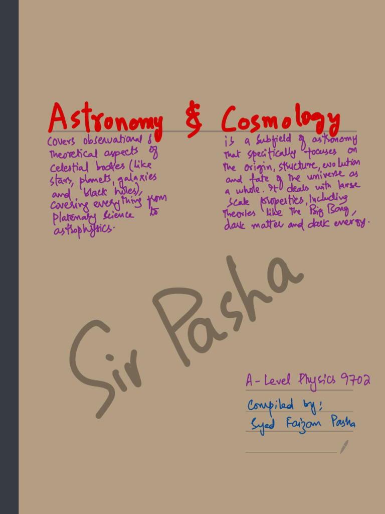 Astronomy and Cosmology Notes (1) | PDF | Astronomy | Stars