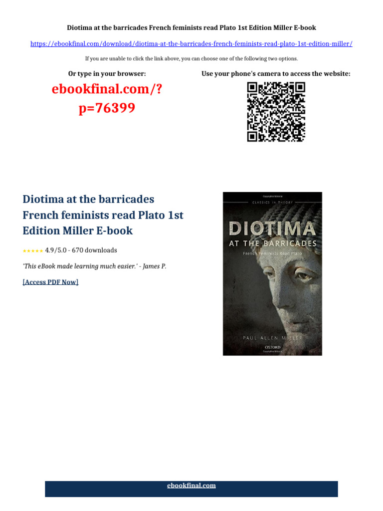 Diotima at the barricades French feminists read Plato 1st Edition ...