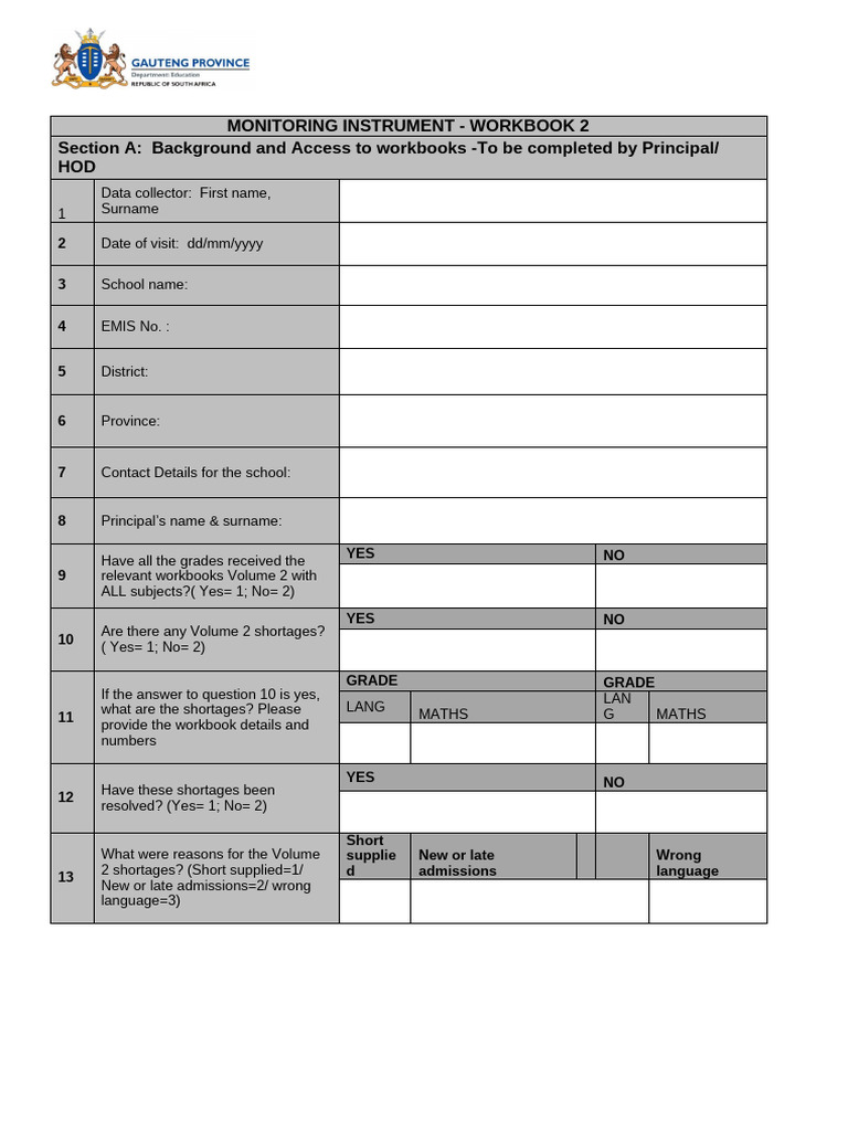 Workbooks Monitoring Instrument | PDF | Behavior Modification | Teaching
