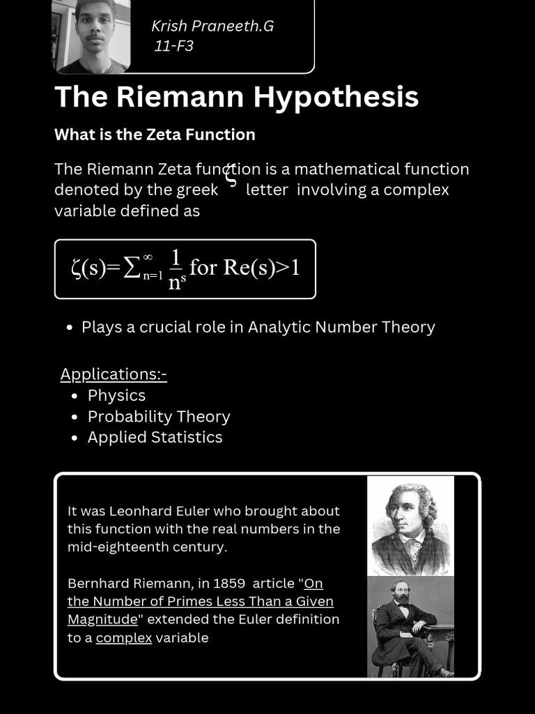 The Riemann Hypothesis - Math Magazine Submission (Krish Praneeth.G 9K ...