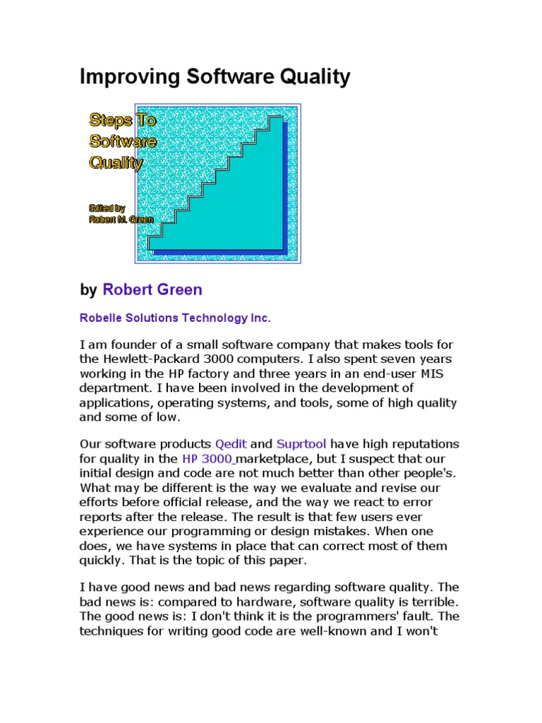 Software Quality for HP 3000 Users | PDF | Programmer | Software Bug