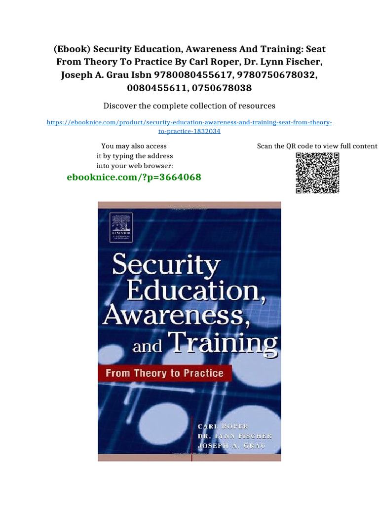 (Ebook) Security Education, Awareness and Training: SEAT From Theory To ...