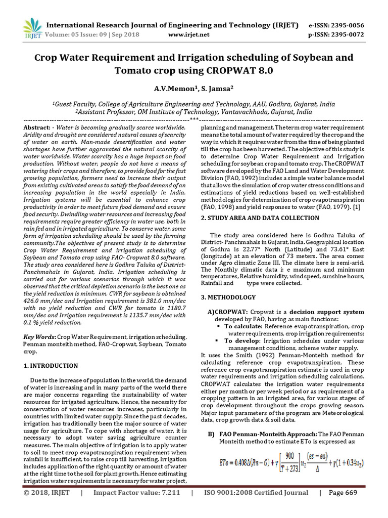 IRJET Crop Water Requirement and Irrigat (1) - 1 | PDF ...