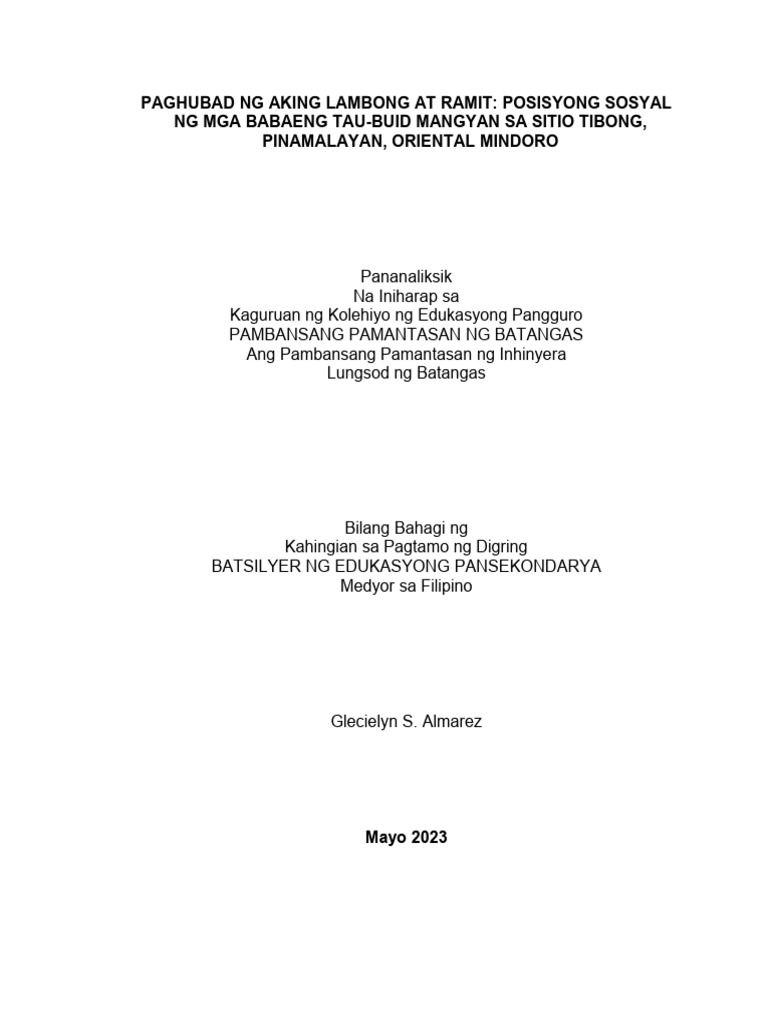 Gabay Sa Pananaliksik (Sample Research Paper) | PDF