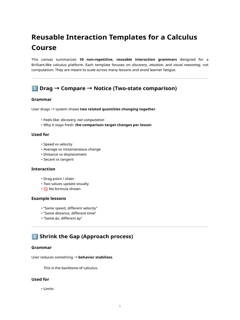 Reusable Interaction Templates For Calculus Courses | PDF | Calculus ...
