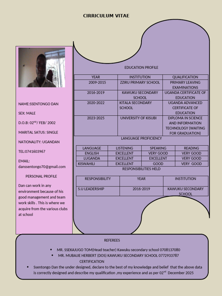 My Cv Daniel | PDF | Intelligence