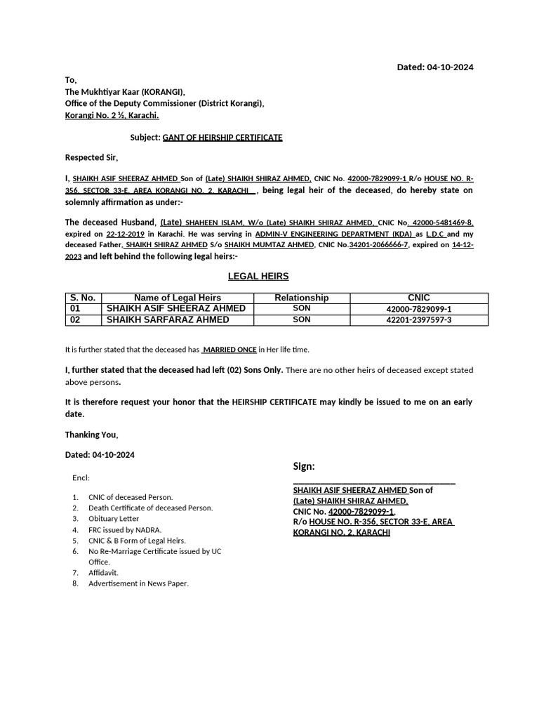 Request Letter Shaikh Asif | PDF