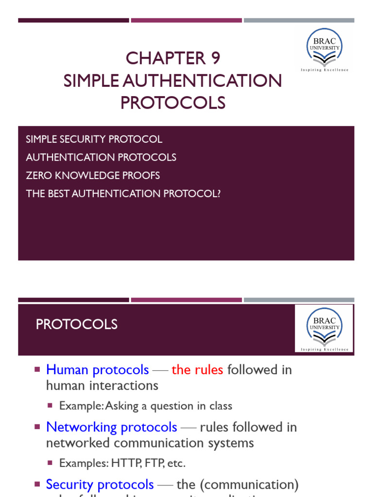 Lec 7 Authentication Protocols | PDF | Key (Cryptography) | Cryptography