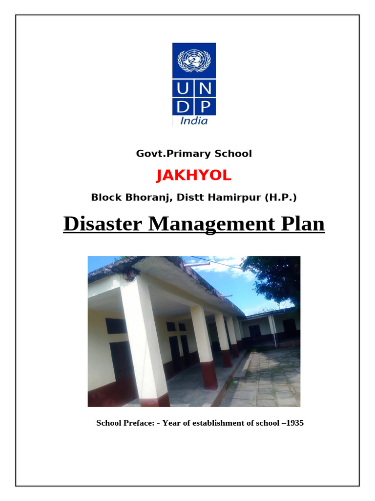 School Disaster Management Plan GPS JAKHYOL | PDF | Emergency ...
