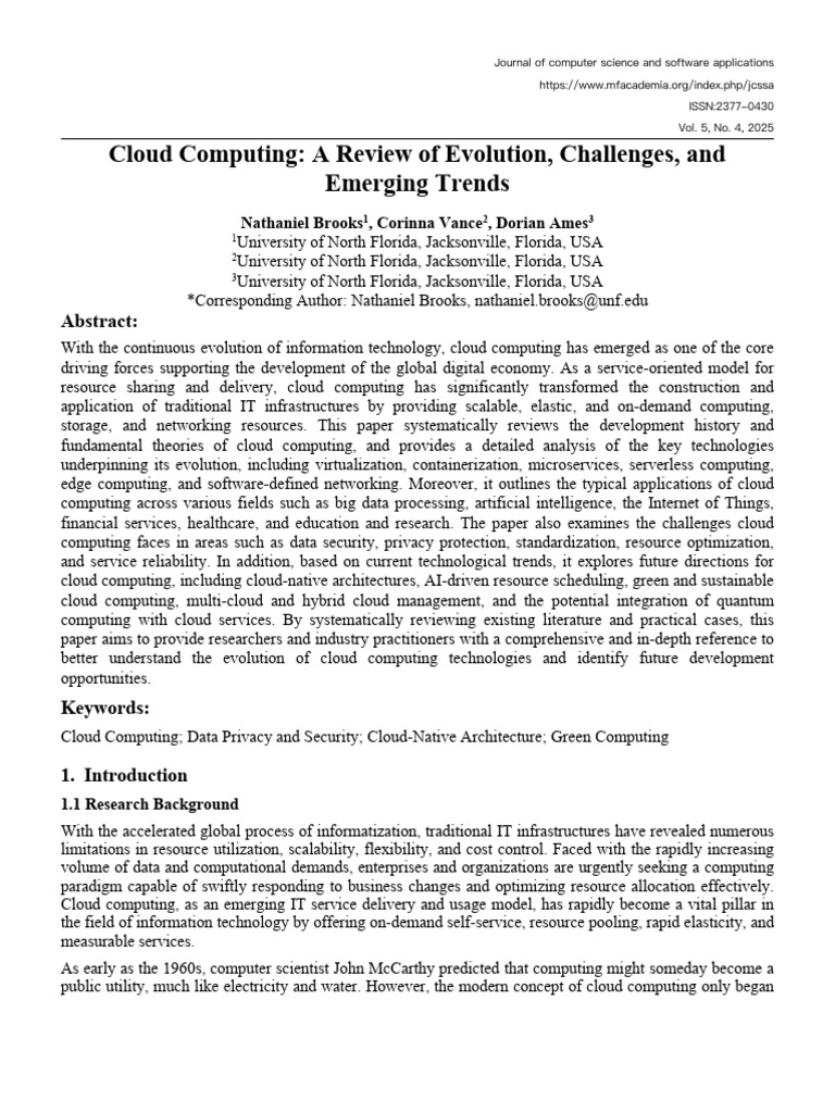 Cloud Computing A Review of Evolution, Challenges, and Emerging Trends ...