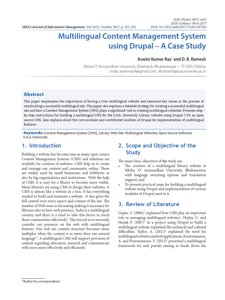 Multilingual Content Management System Using Drupal – a Case Study ...