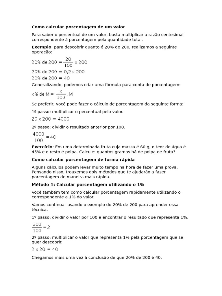 Porcentagem | PDF | Percentagem | Matemática