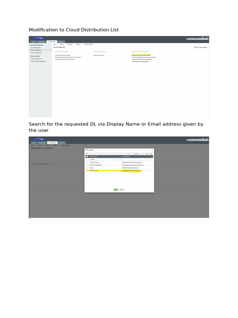 Modification to Cloud Distribution List | PDF