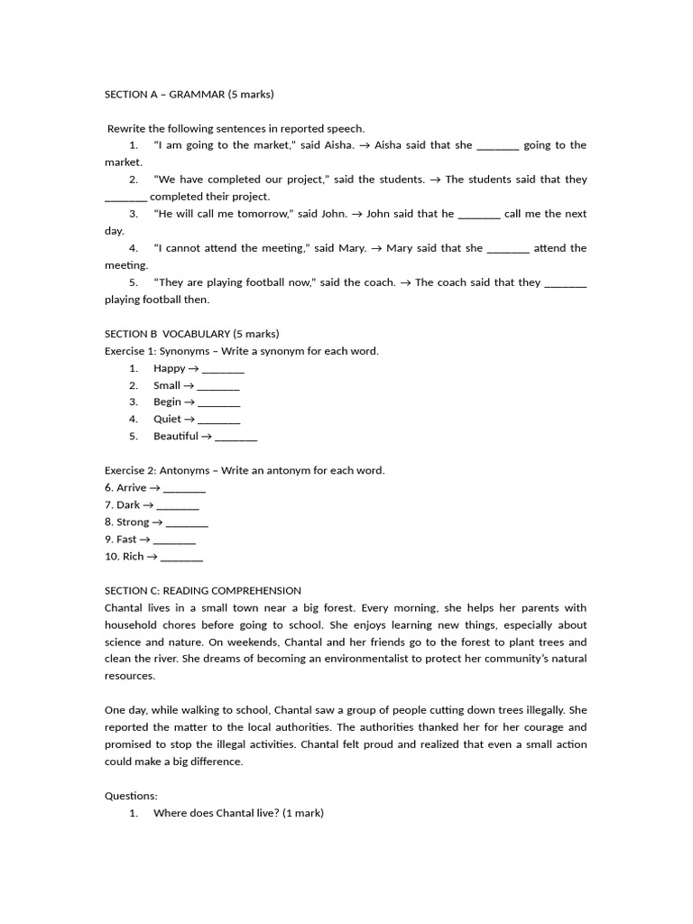 Form 2 English 4 | PDF