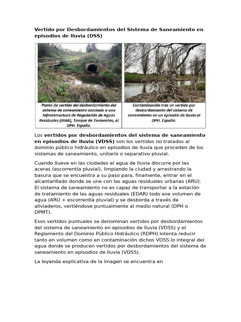 Vertido Por Desbordamientos Del Sistema de Saneamiento en Episodios de ...