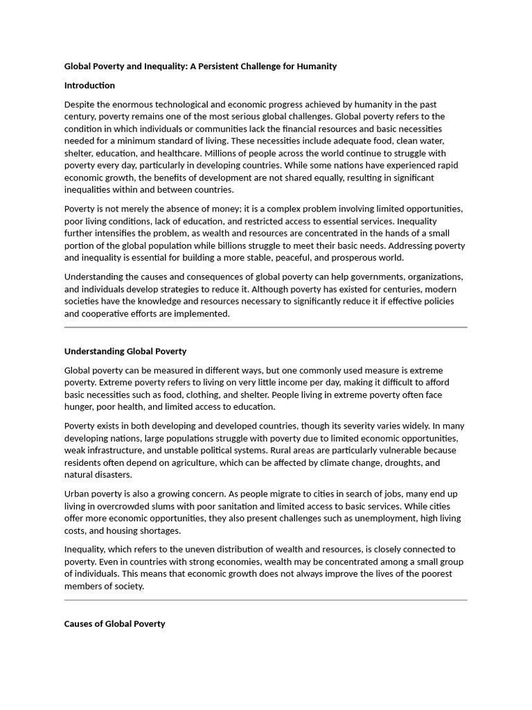 Global Poverty and Inequality | PDF | Poverty | Poverty & Homelessness