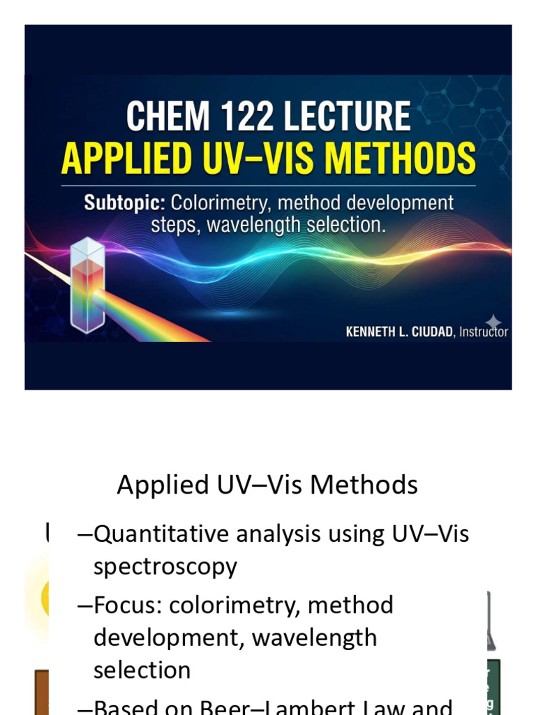 Chem122 3 Applied UVVis Methods | PDF | Ultraviolet–Visible ...
