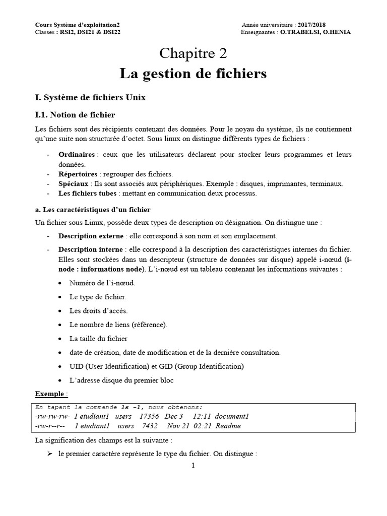 Chap2 Gestion de Fichiers | PDF | Fichier informatique | Interface en ...