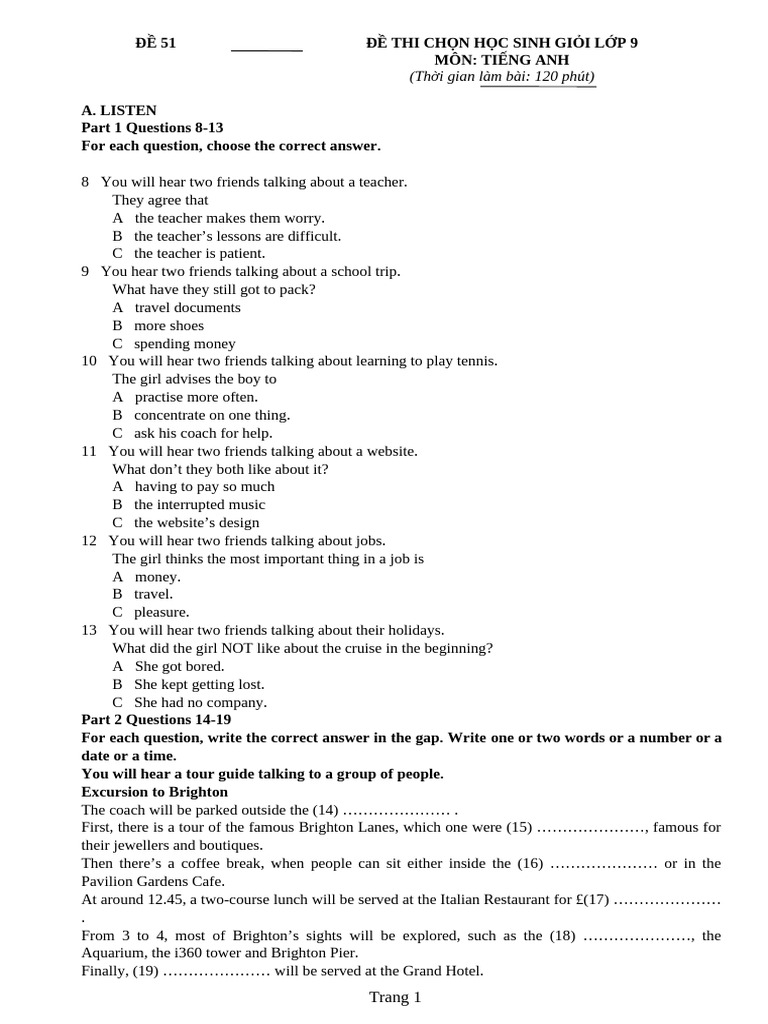 ĐỀ 51 | PDF | Educational Technology