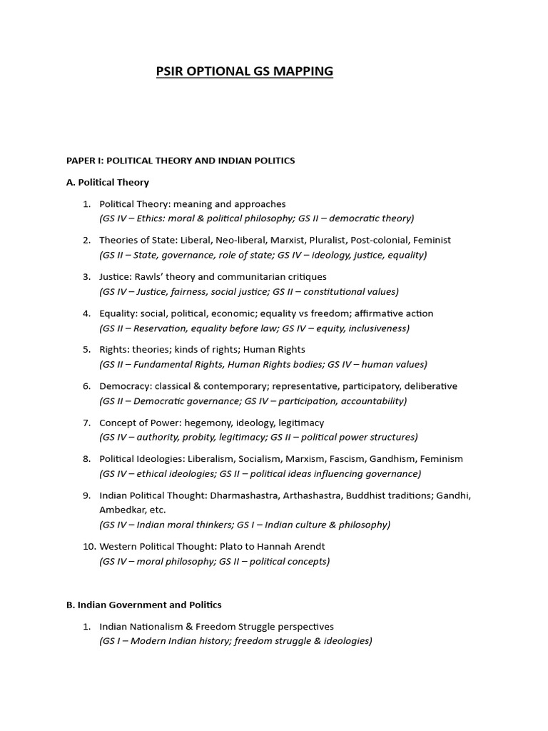 Psir Optional GS Mapping | PDF | Political Philosophy | Justice