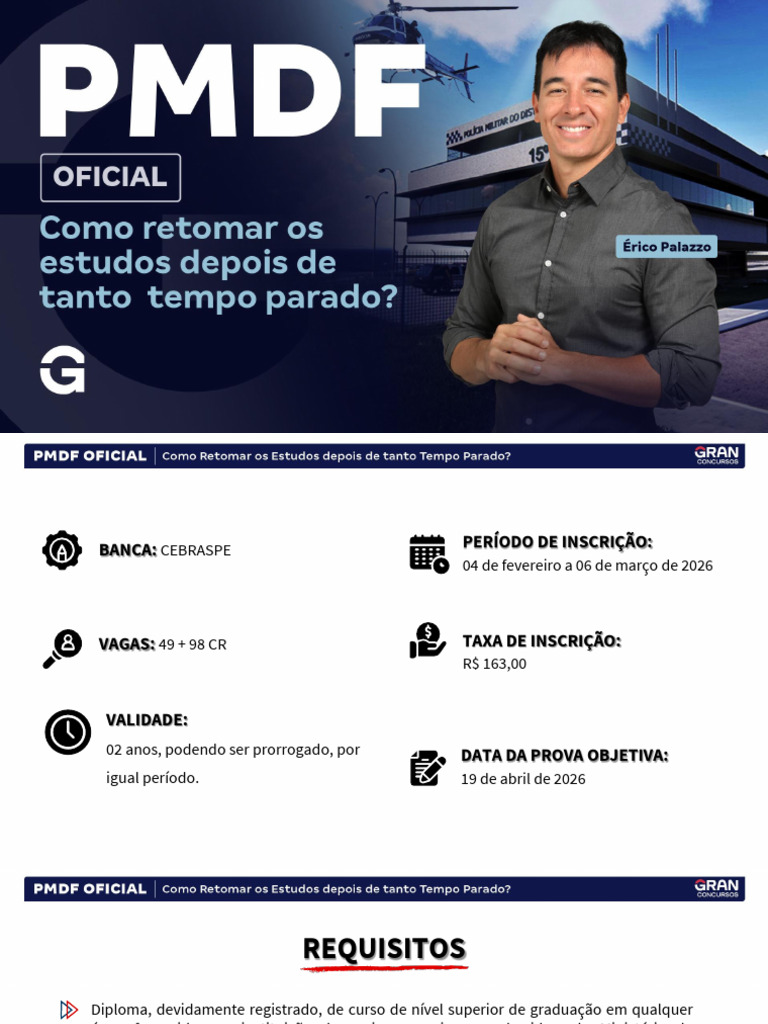 Concurso PMDF Oficial Como Retomar Os Estudos - Erico Palazzo | PDF