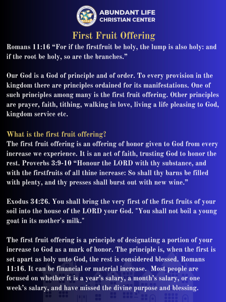 First Fruit Offering 260203 124345 | PDF | Religious Belief And ...