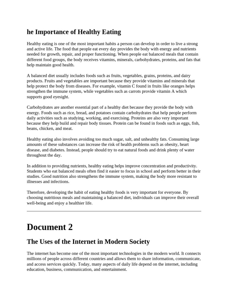 He Importance of Healthy Eating | PDF | Healthy Diet | Foods