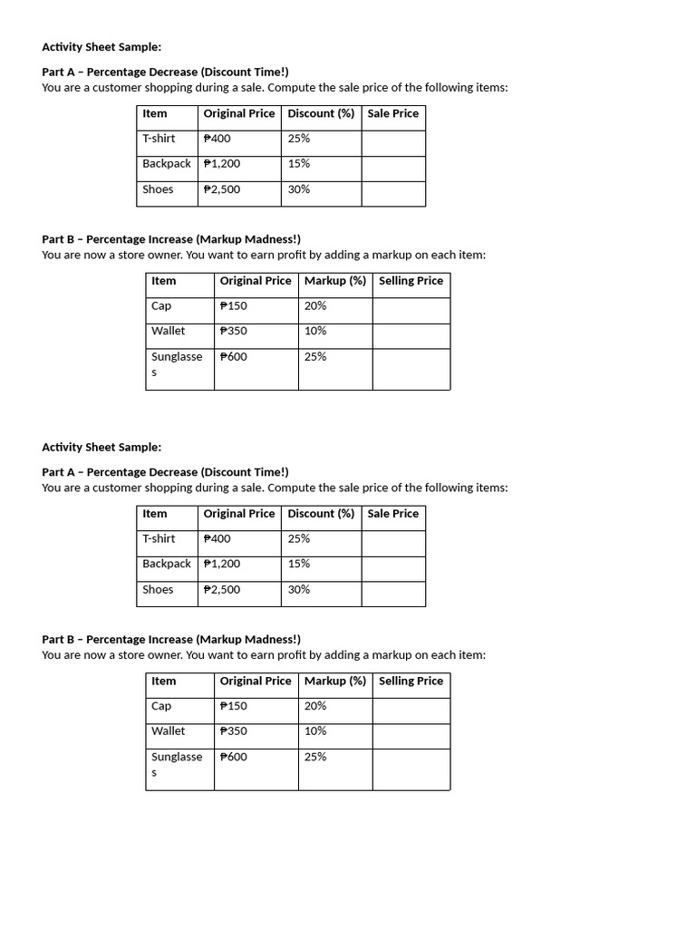 Activity Sheet Sample. Week 7 | PDF