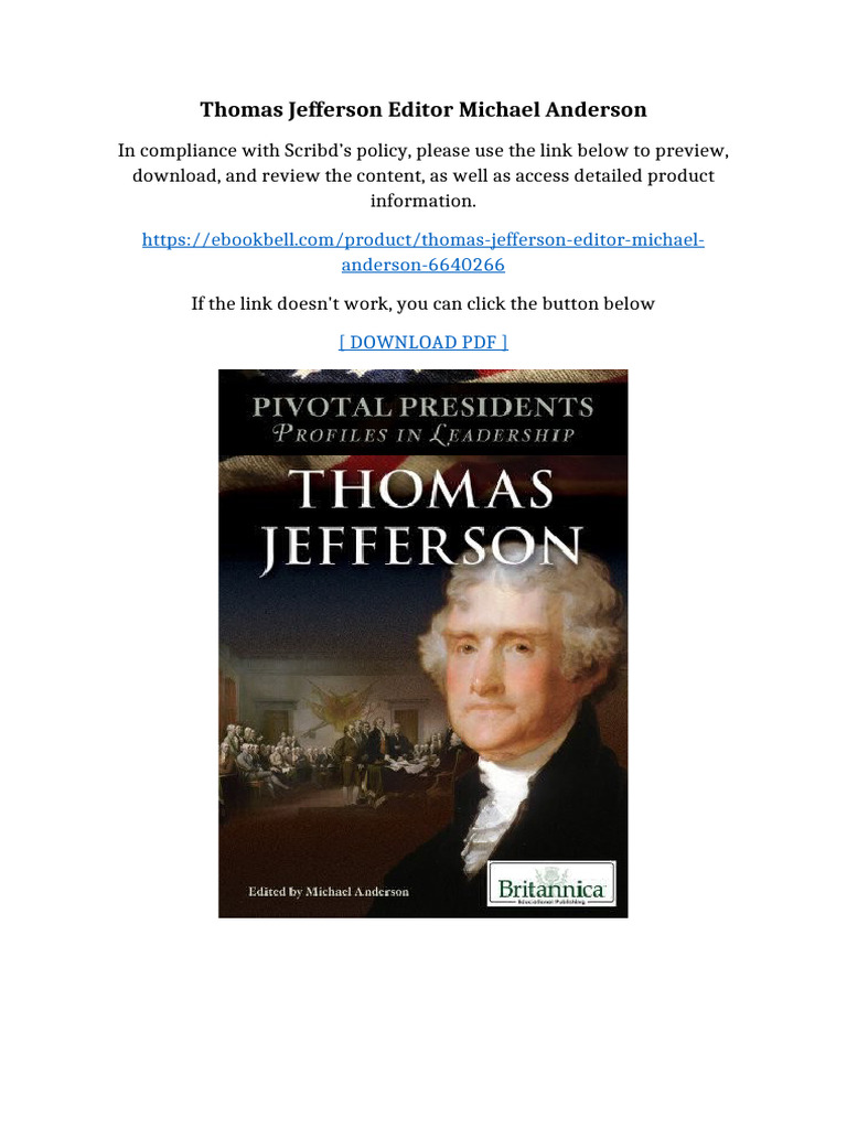 Thomas Jefferson Editor Michael Anderson | PDF | Qr Code | Textbook