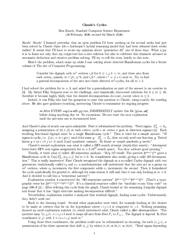 Claude’s Cycles | PDF | Discrete Mathematics | Graph Theory