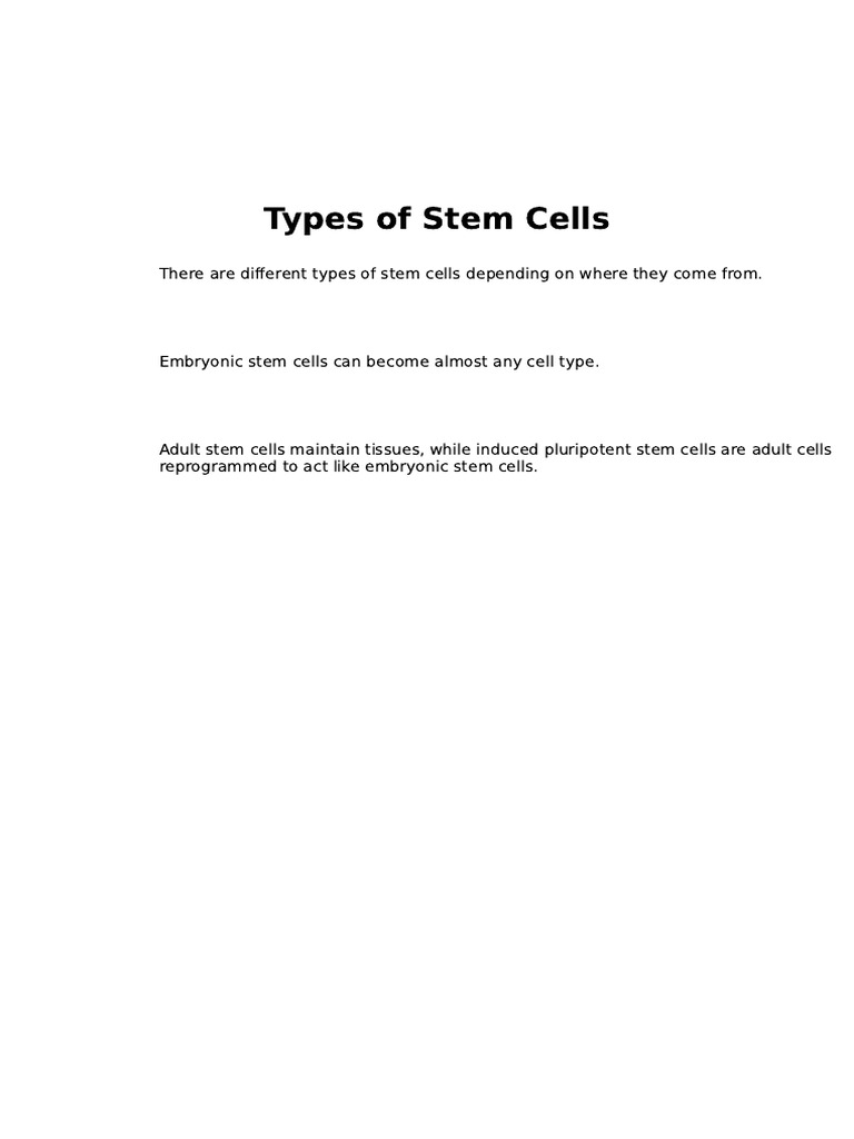 Stem Cells Types | PDF